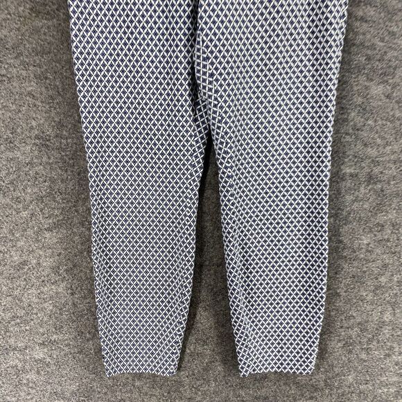 5/$45 H&M Pants Women 8 Blue Geometric Mid Rise Flat Front Chino Skinny  Cotton - Picture 4 of 10